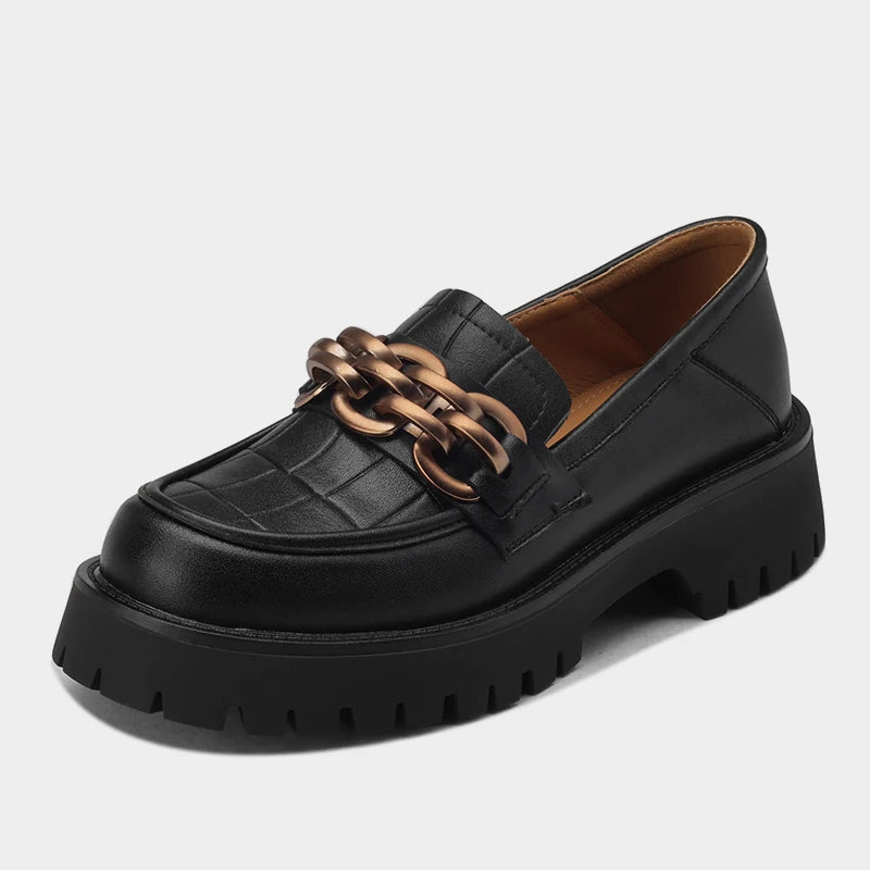 Classic Chain Leather Preppy Loafers
