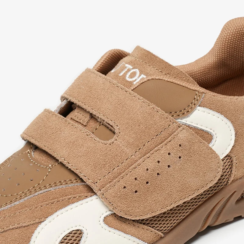 Cow Suede Hook Loop Mixed Color Round Toe Trainers