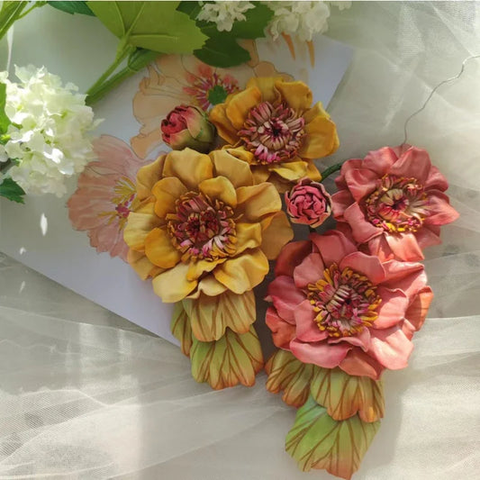 Personalized Genuine Leather Handmade Flower Bag Charm