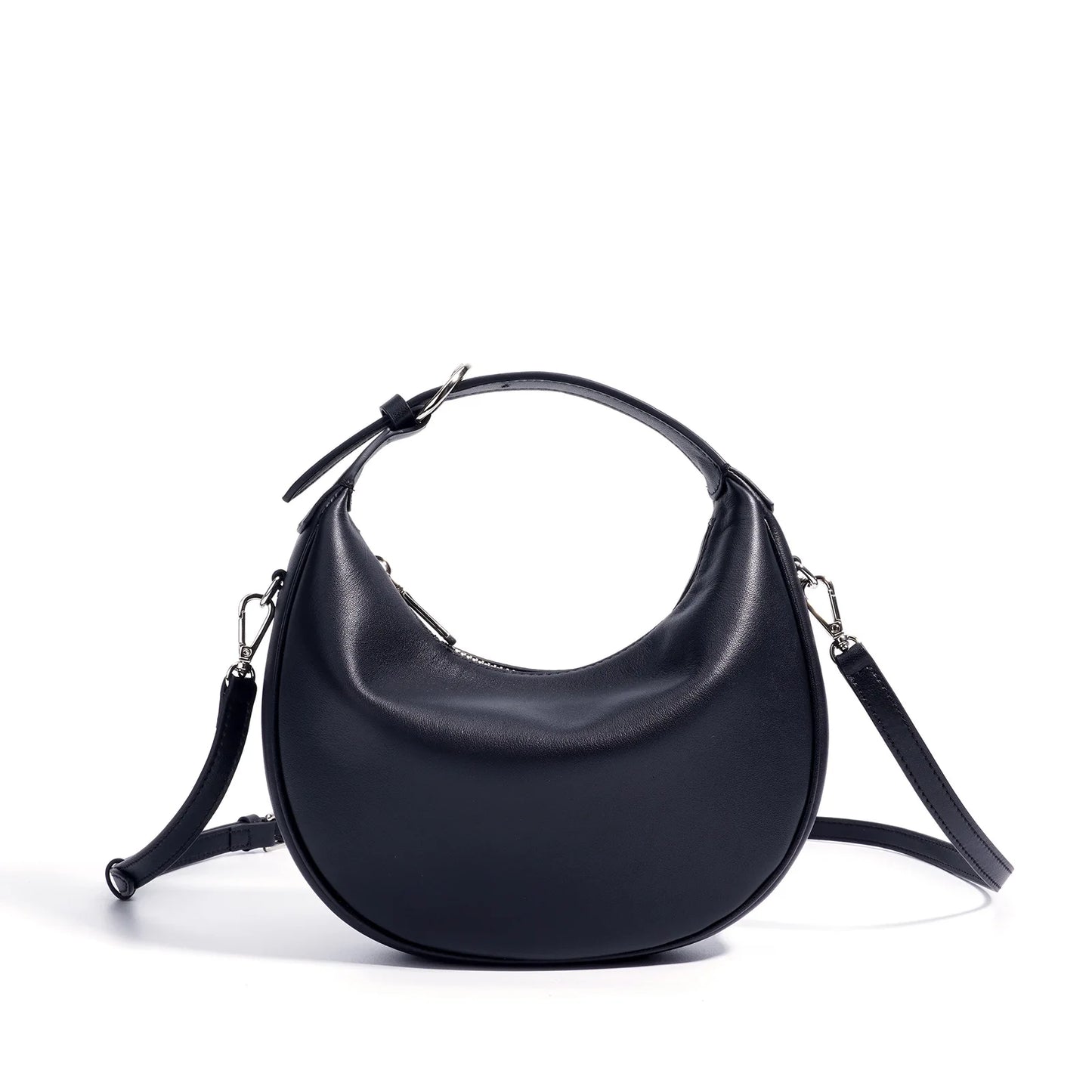 Lunar Top Grain Leather Crescent Crossbody Shoulder Bag