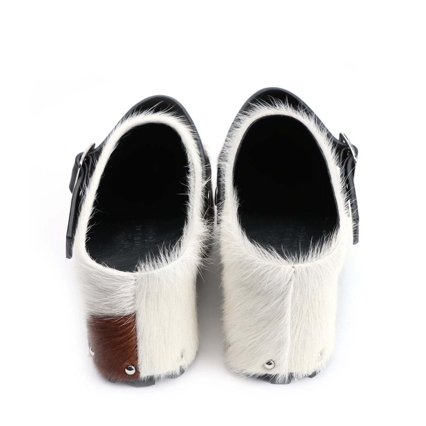 Luxury Platform Clog & Mules - Designer Calf Hair & Wool-Lined Fur Sandals with Adjustable Strap, Arch Support Slip-On Comfort