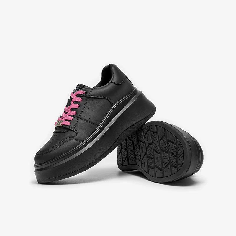 Round Toe Lace Up Platform Skate Sneakers