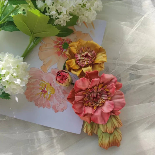 Personalized Genuine Leather Handmade Flower Bag Charm