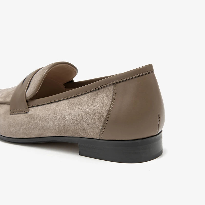 Flat Sheep Suede Square Toe Loafers