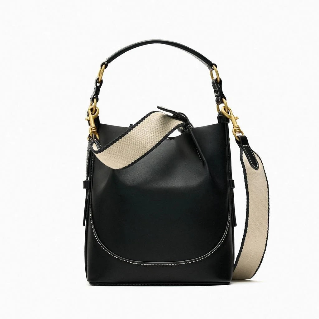 The Winona Wide Strap Bucket Bag Crossbody Shoulder Bag