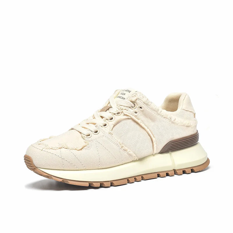 Suede Leather Patchwork Lace-Up Round Toe Sneakers
