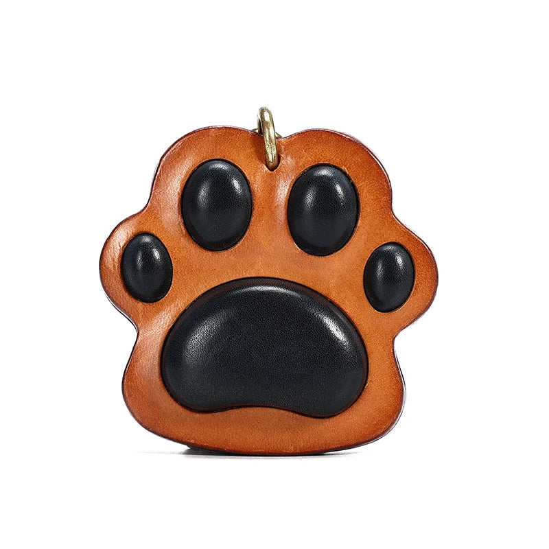 Handmade Genuine Leather Vintage Cat Paw Bag Charm