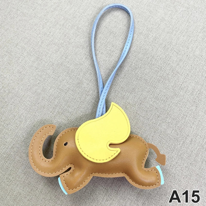 Trendy Designer PU Leather Wing Flying Elephant Hanger Keychain Pendant Decoration For Ladies Bag Charm Accessorie Ornament Gift