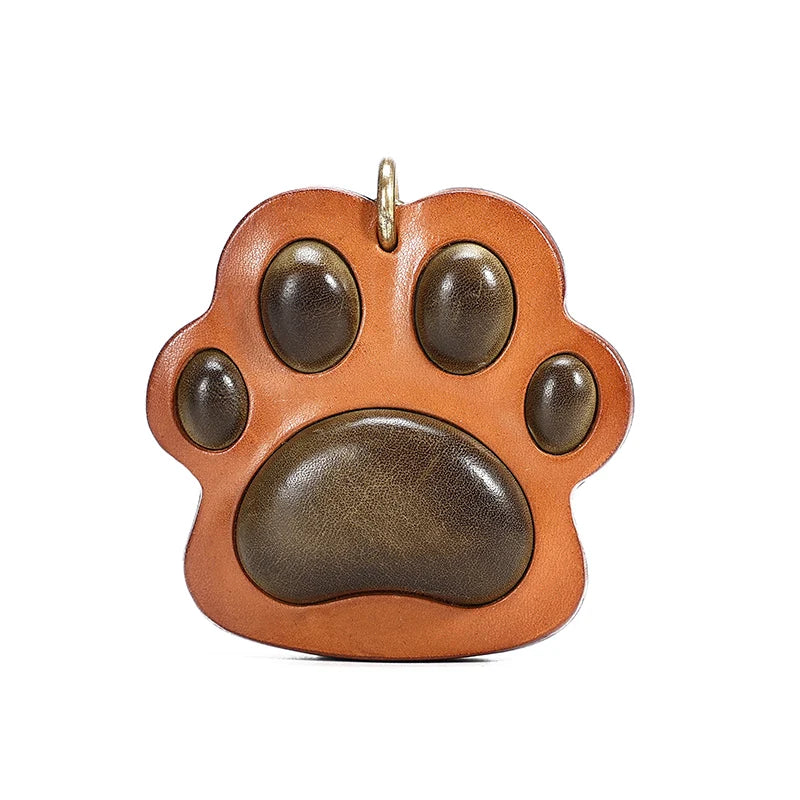 Handmade Genuine Leather Vintage Cat Paw Bag Charm