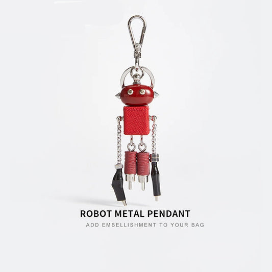 Sheepskin Robot Pendant Leather Bag Charm