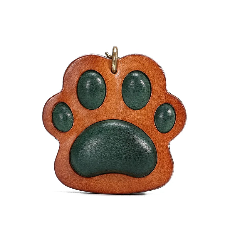 Handmade Genuine Leather Vintage Cat Paw Bag Charm