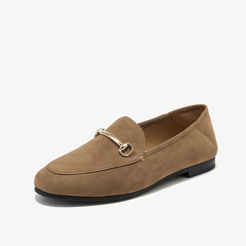 Buckle Accent Cow Leather Formal Loafers