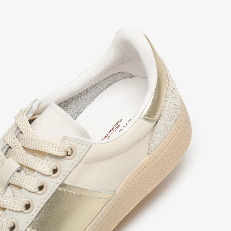 Cow Suede Leather Round Toe Lace-Up Patchwork Sneakers