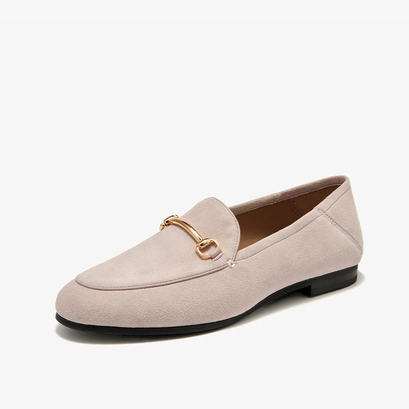 Buckle Accent Cow Leather Formal Loafers