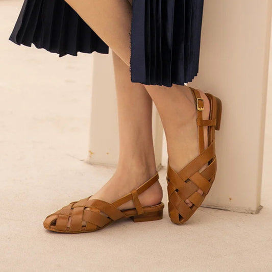 Cow Leather Braided Gladiator Sandals