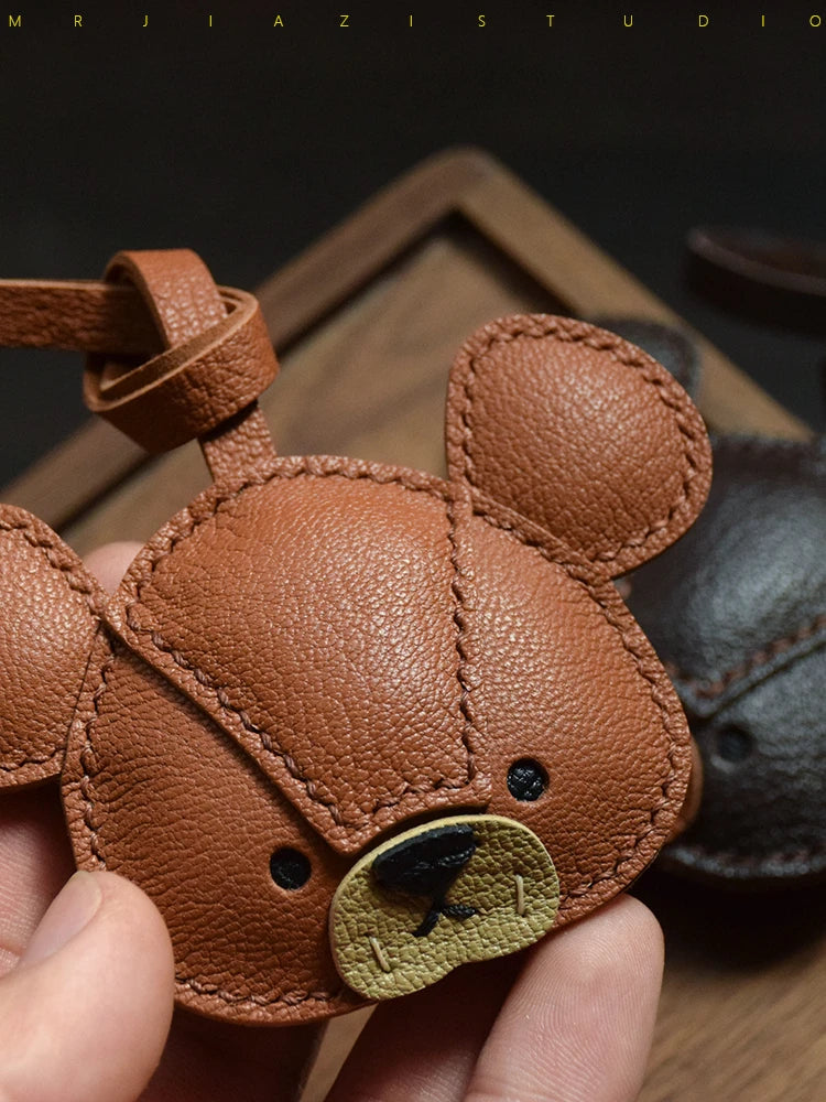 Handmade Genuine Leather Bear Bag Charms