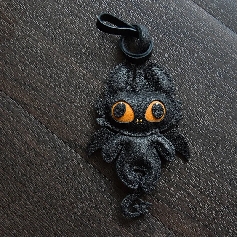 Handmade Leather Dragon Bag Charm