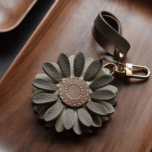 Leather Floral Design Keychain