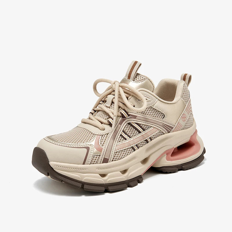 Air Mesh Sick Sole Round Toe Lace-up Casual Sneakers