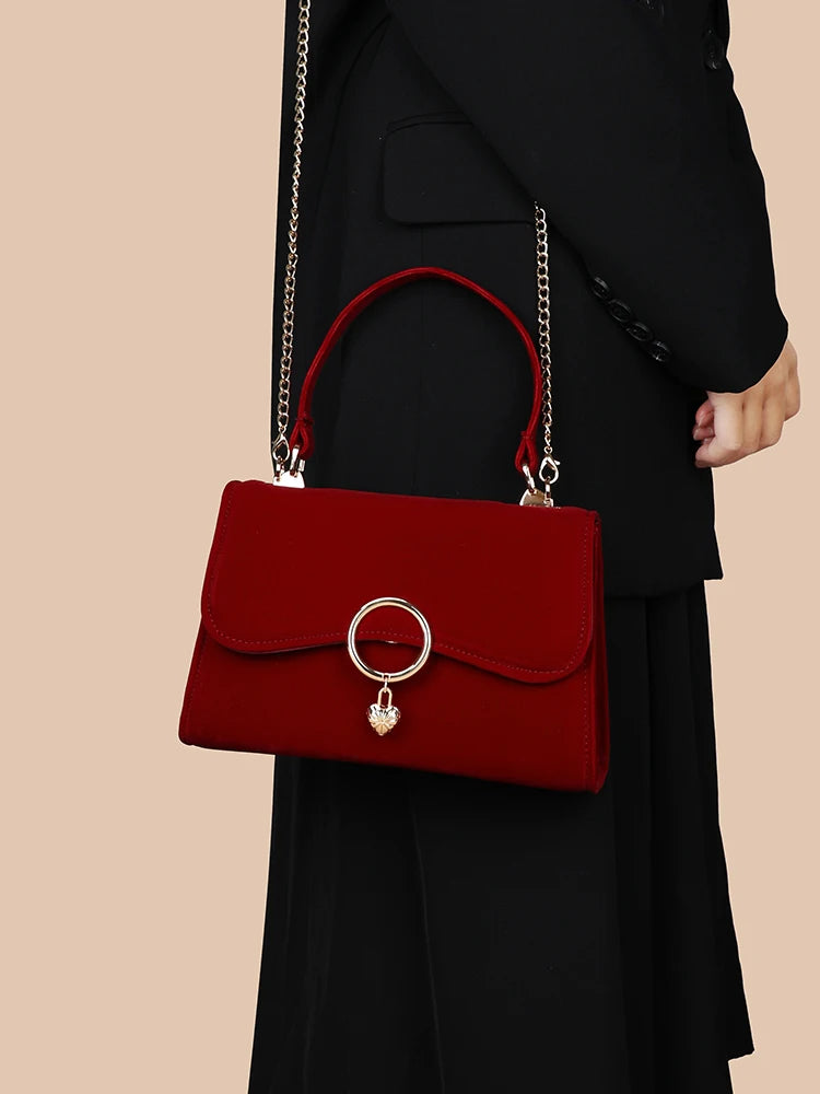 Valentina Velvet  Wine Red Trapeze Bag