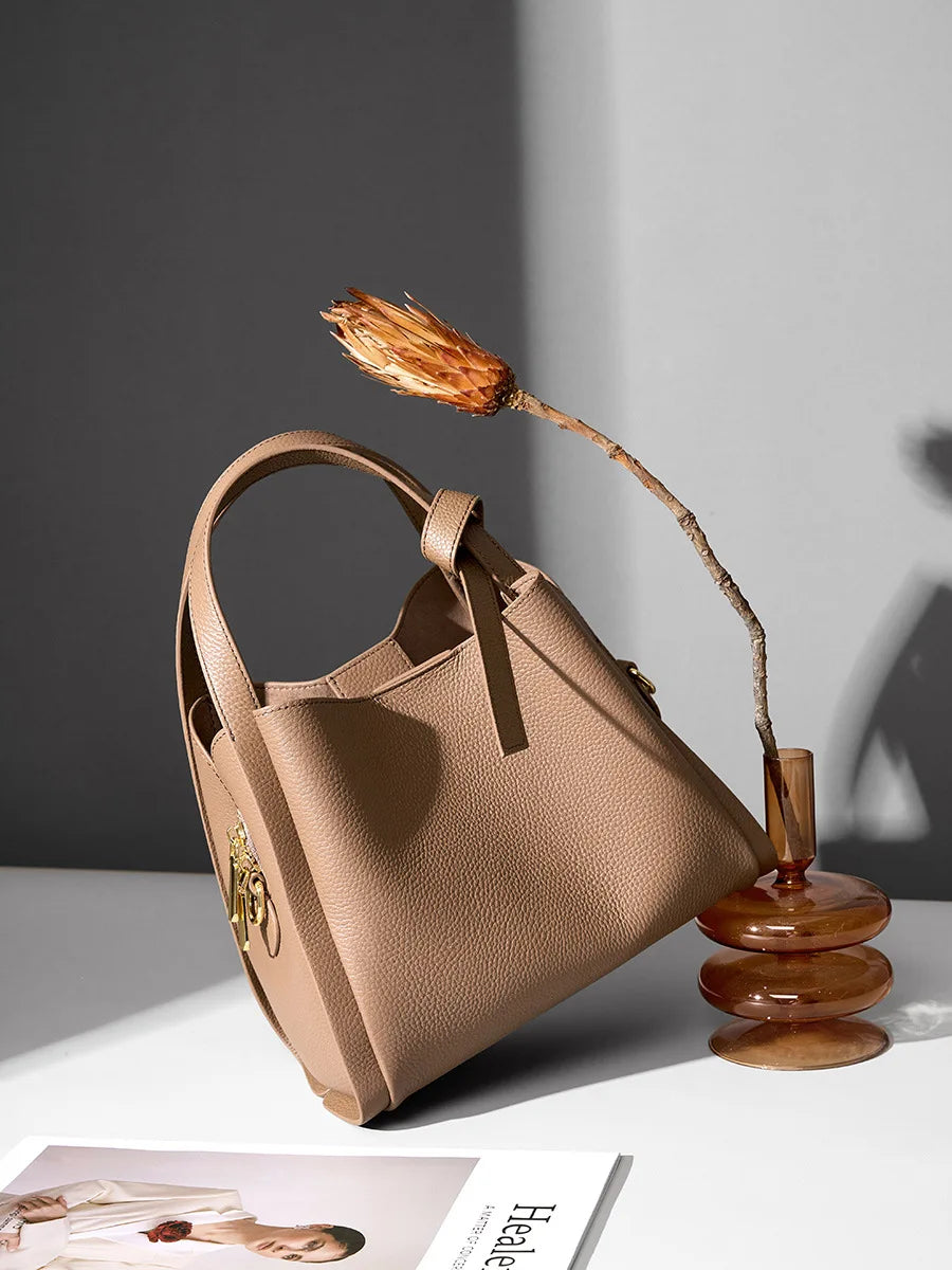 The Arabella Cowhide  Leather Bucket Crossbody Bag