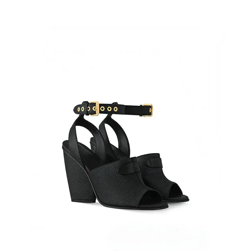 Coarse Leather Peep-Toe High-heeled Sandals