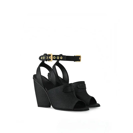 Coarse Leather Peep-Toe High-heeled Sandals