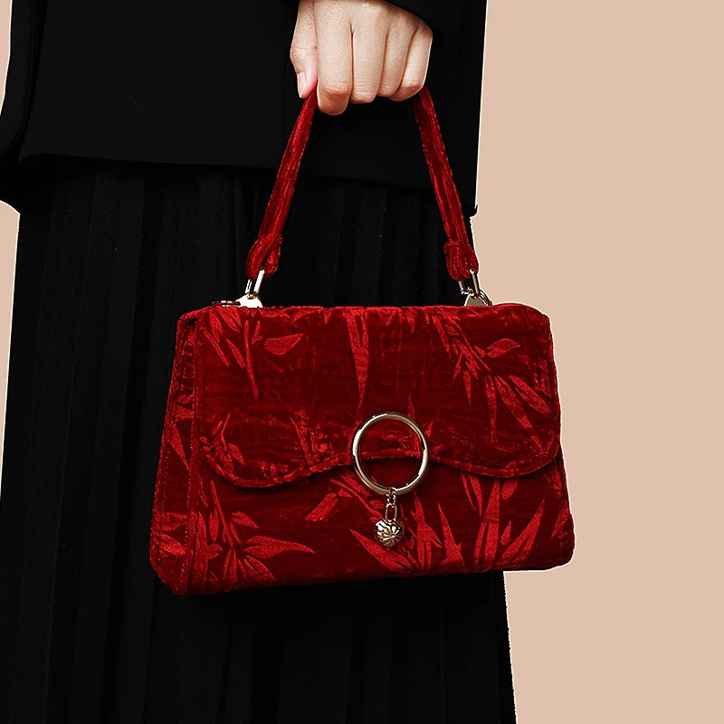 Valentina Velvet  Wine Red Trapeze Bag