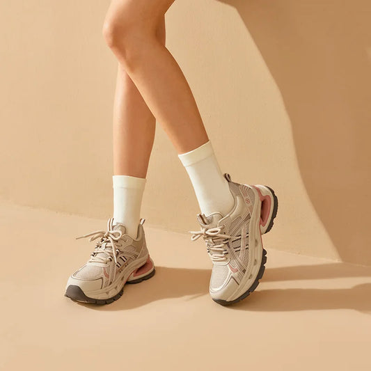 Air Mesh Sick Sole Round Toe Lace-up Casual Sneakers