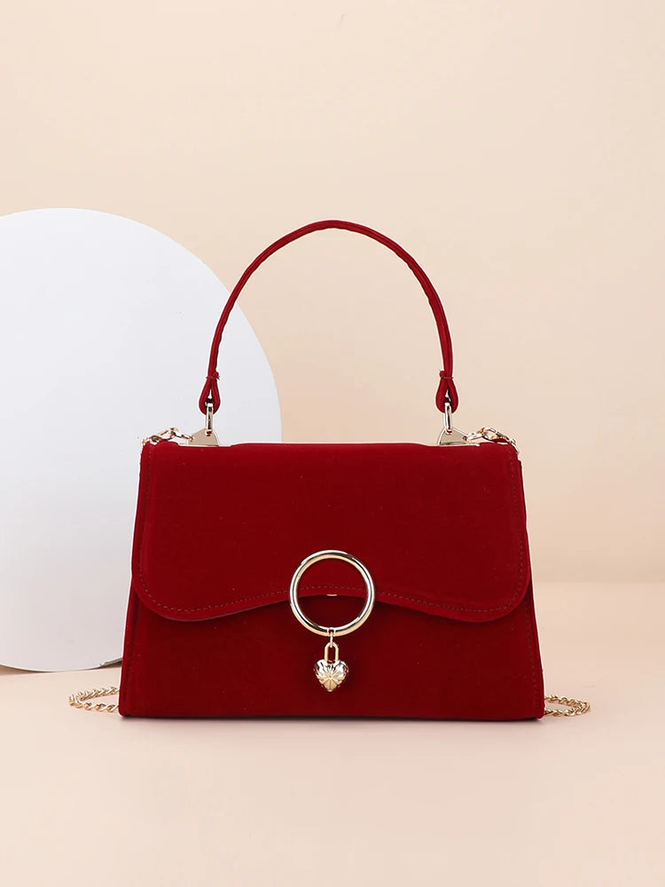 Valentina Velvet  Wine Red Trapeze Bag