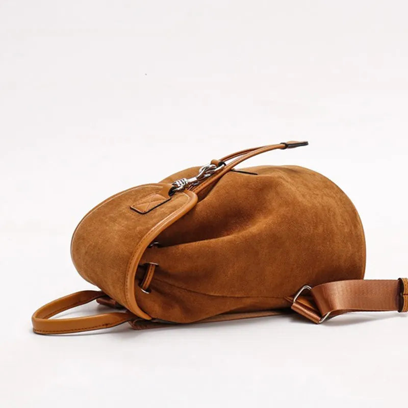 Saphira Flannel PU Solid Color Metal Buckle Retro Style Backpack