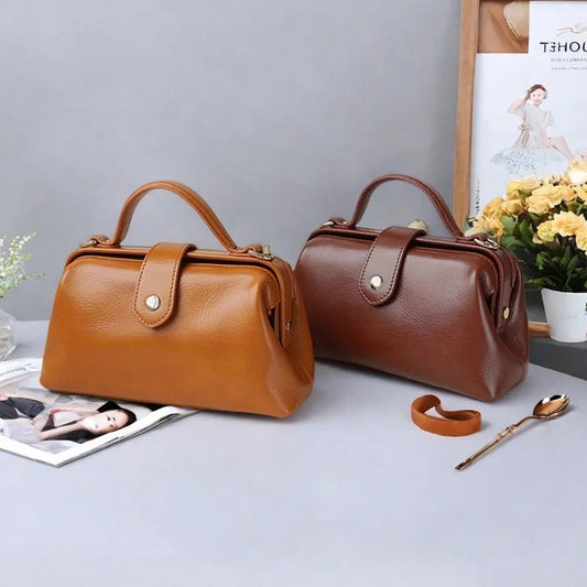 Elowen Leather Minimalist Doctor Messenger Bag