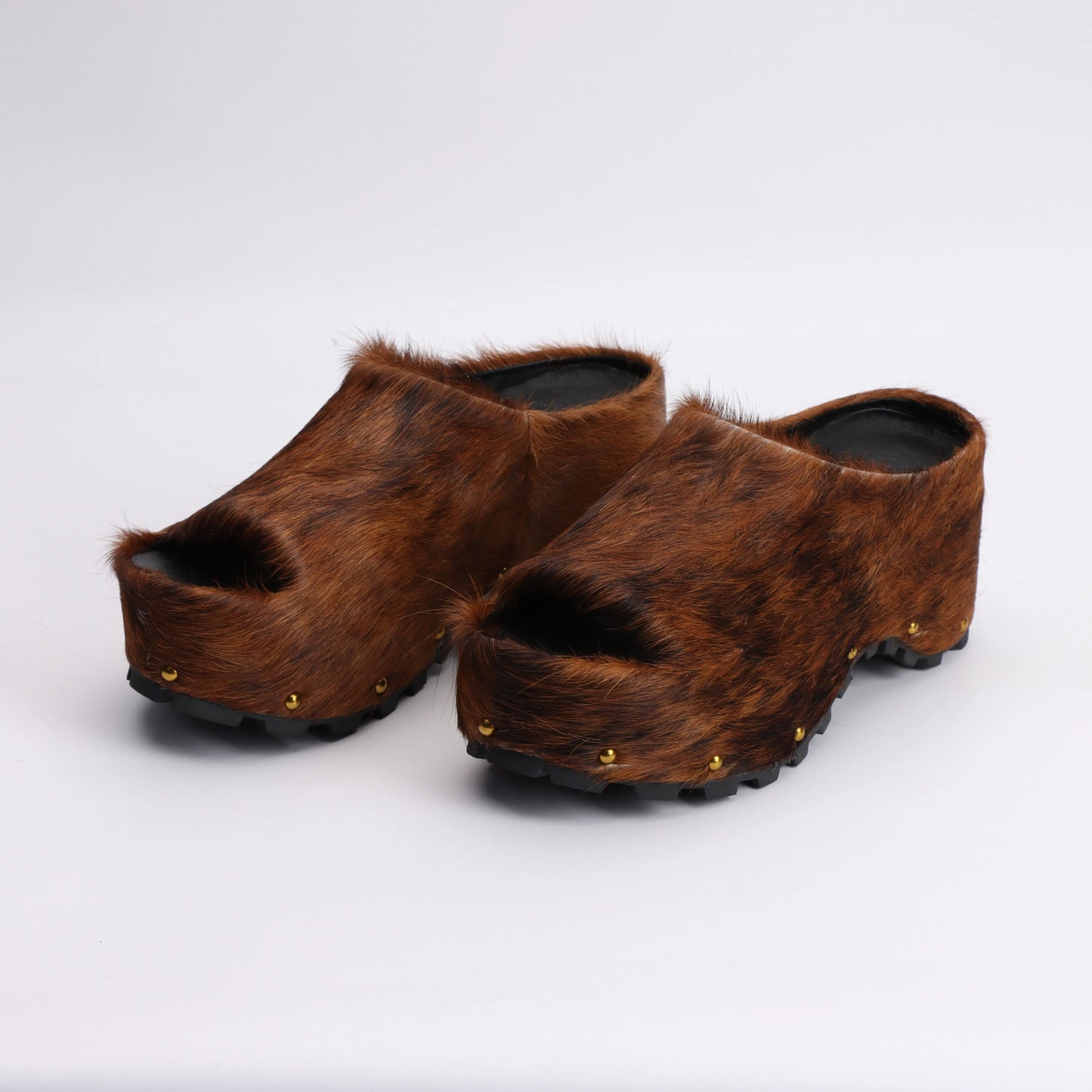 Summer Fashion Comfort Shoes 2025 Women Real Calf Hair Leather Designer Luxury Platform Mules Lined Slip On Clogs Slides Sandals