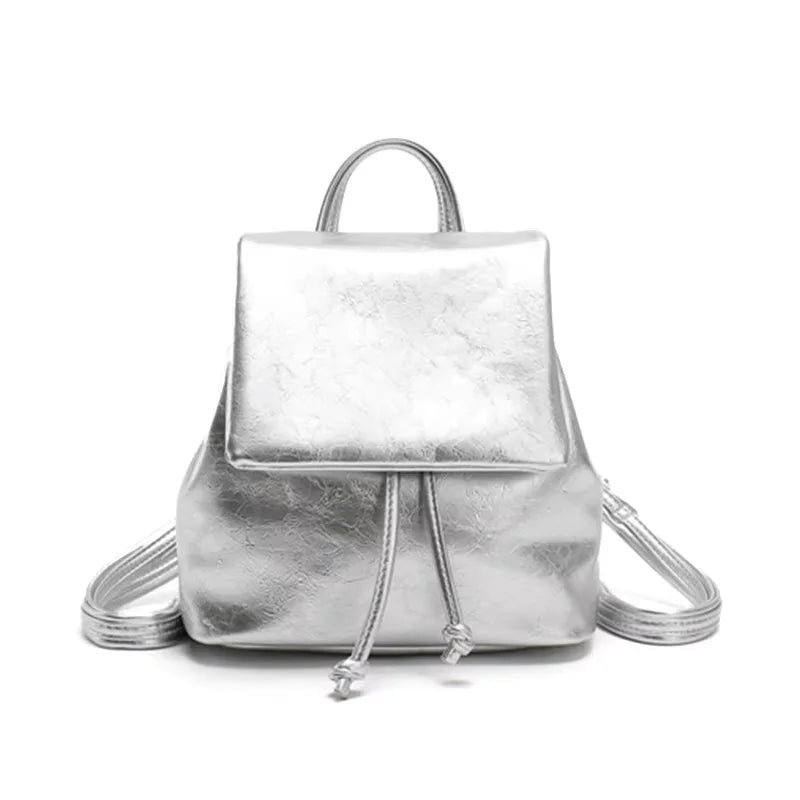 Saphira Flannel PU Solid Color Metal Buckle Retro Style Backpack