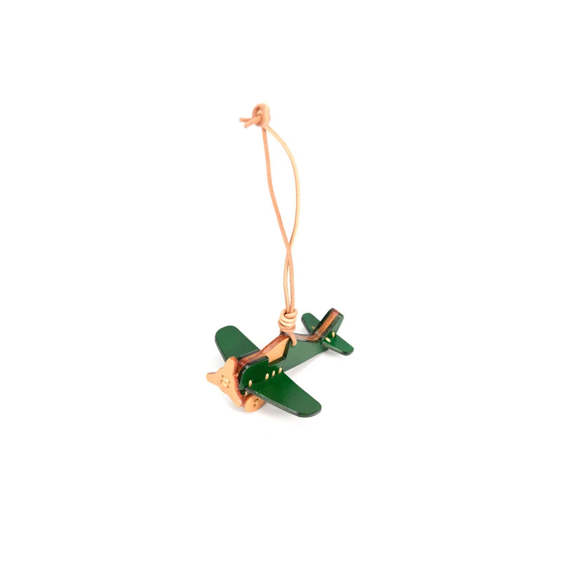 Genuine Top Grain Leather Airplane Bag Charm