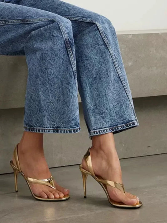 Double Closure Slip on High Heel Sandals
