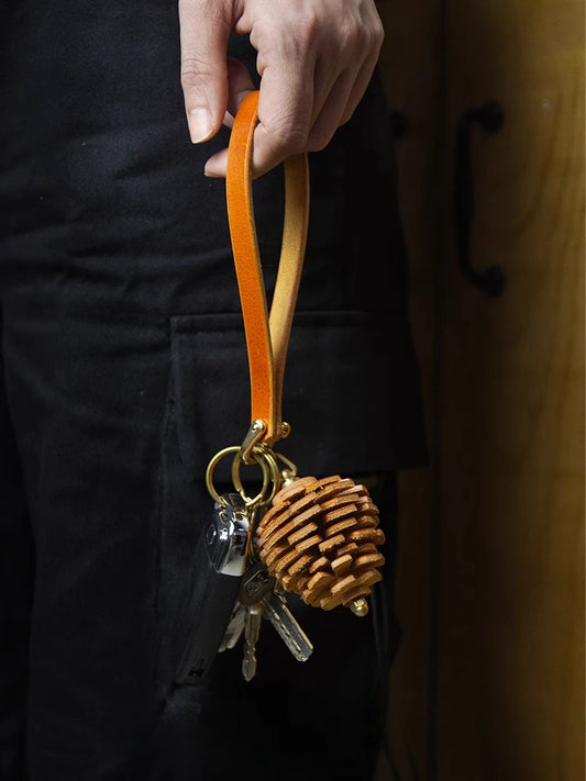 Fun 3D Pinecone Design Genuine Leather Bag Charm