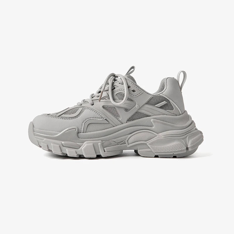 Mesh Breathable Solid Color Round Toe Chunky Sole Trainers