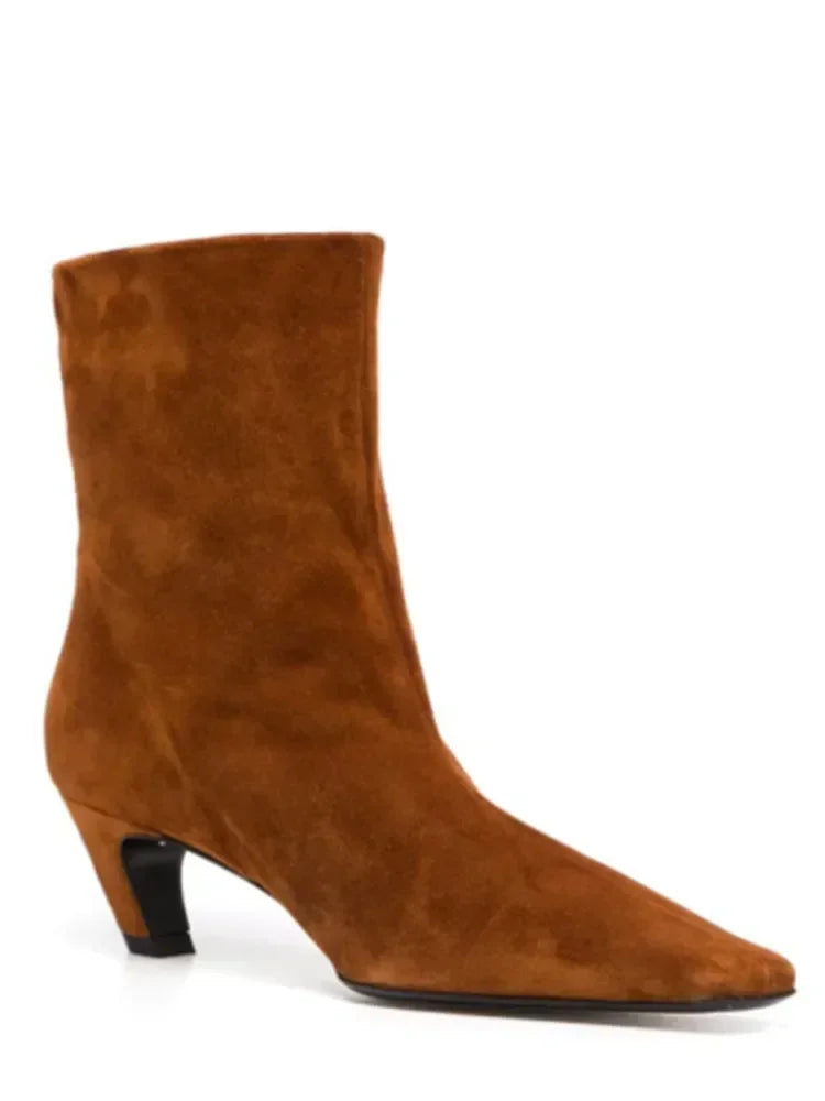 Low Heel Embroidered Multi Functional Women's Square Head Boots