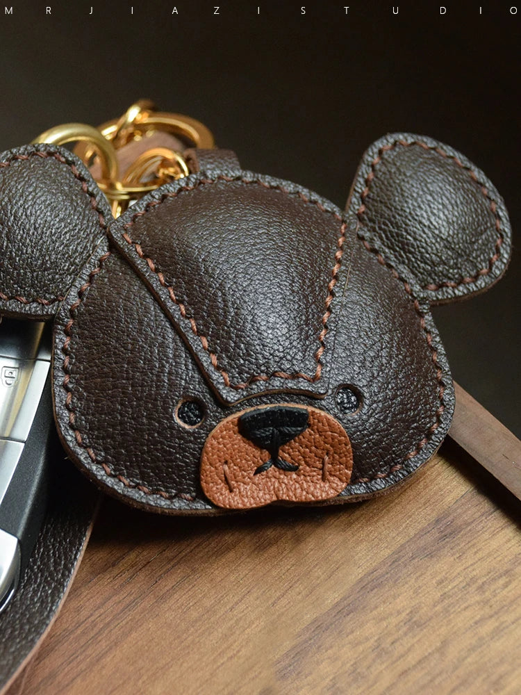 Handmade Genuine Leather Bear Bag Charms