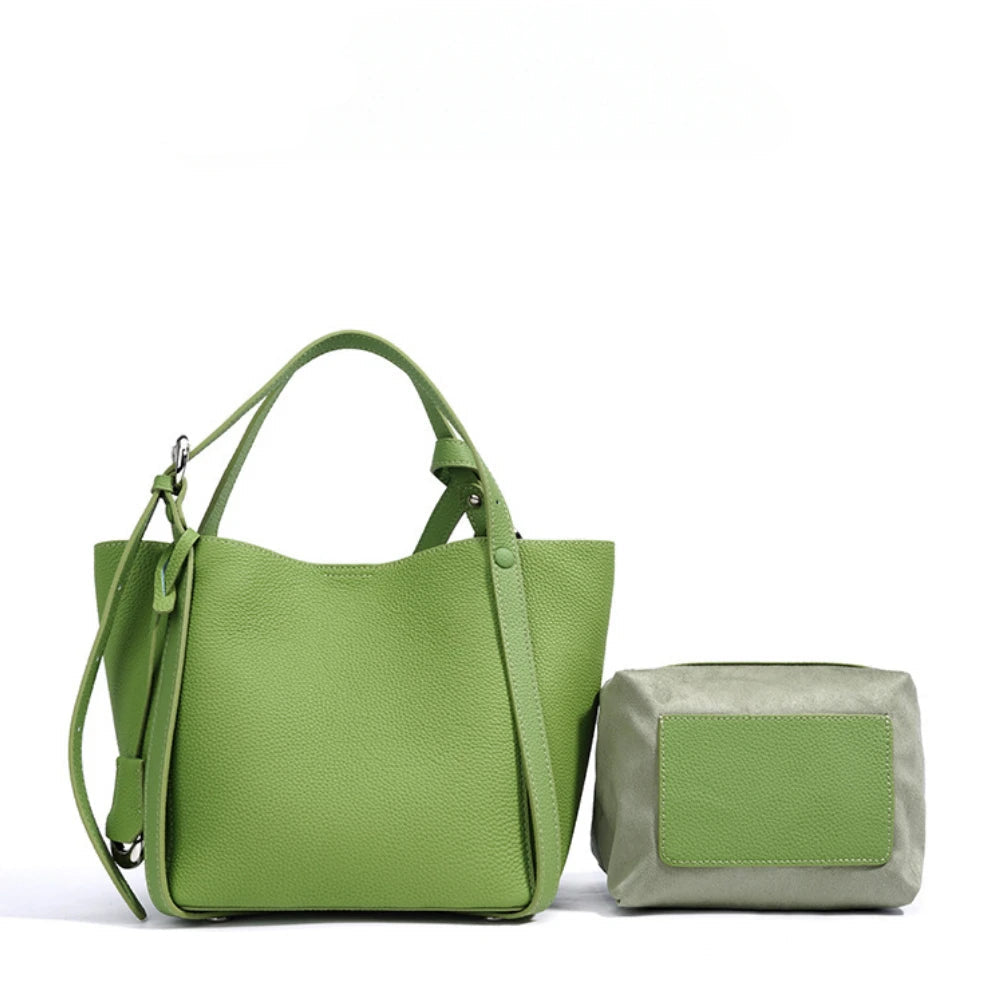 The Georgina Cowhide Leather Commuter Bucket Bag