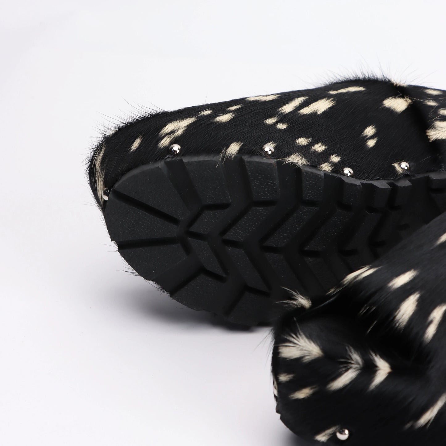 Calf Hair Leather Platform Lined Slip On Clog  Mules