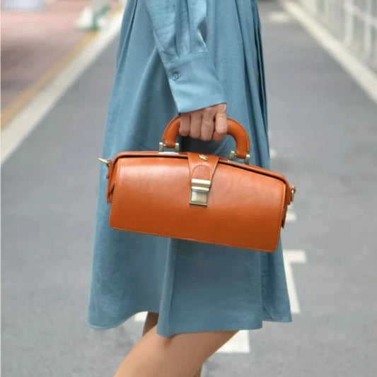 Vivica Cowhide Leather Crossbody Vintage  Doctor Bag