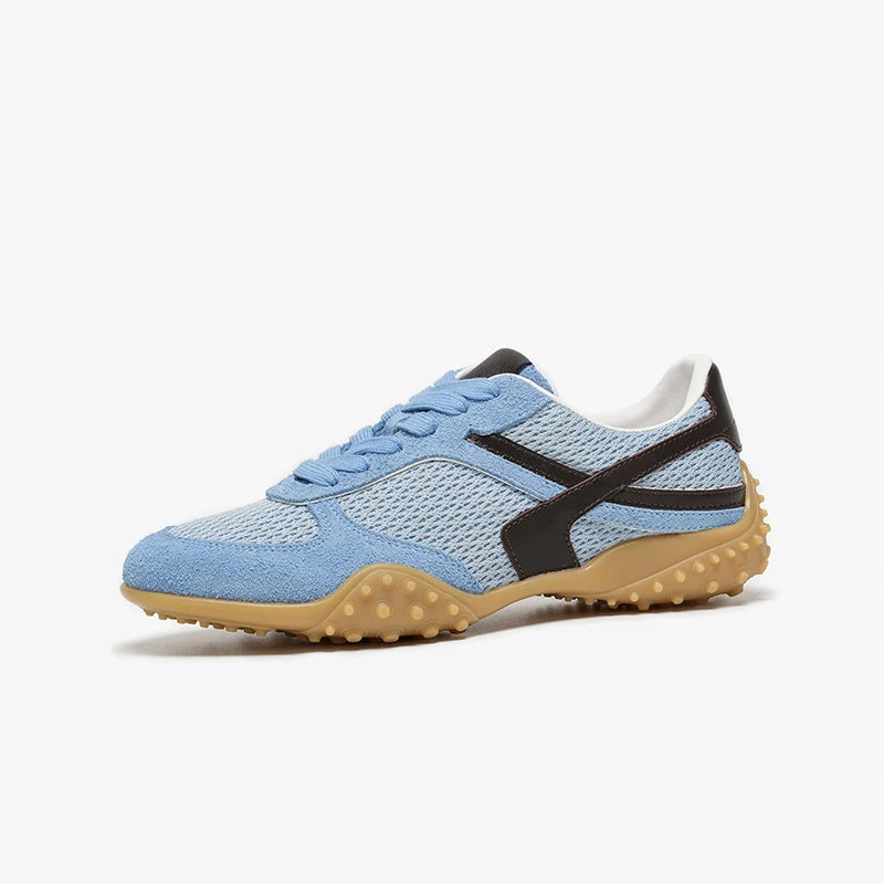Mesh Patchwork Lace-Up Round Toe Trainers