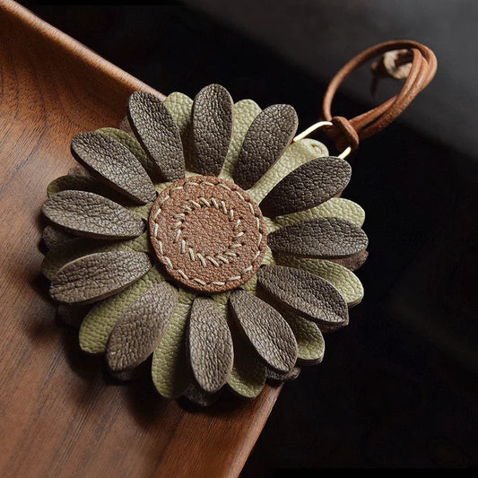 Leather Floral Design Keychain