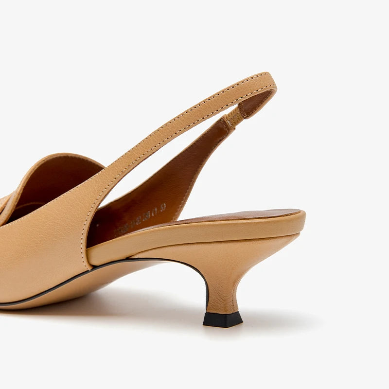 Leather  Sheepskin Pointed Toe Pumps Slingbacks