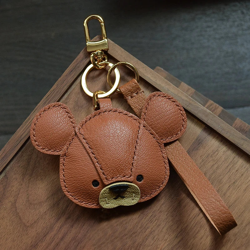 Handmade Genuine Leather Bear Bag Charms