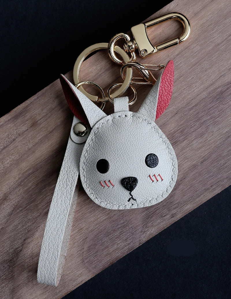 Custom Engraved Rabbit Leather Keychain