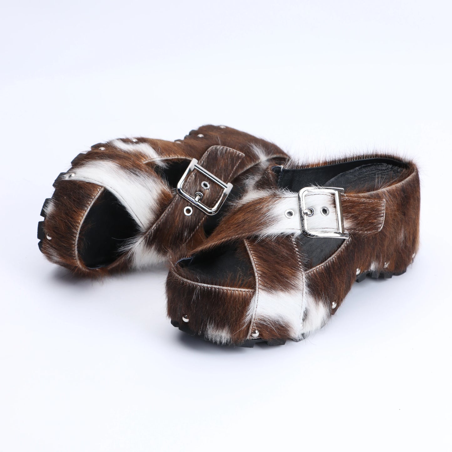 Mary Jane Calf Hair Platform Clogs