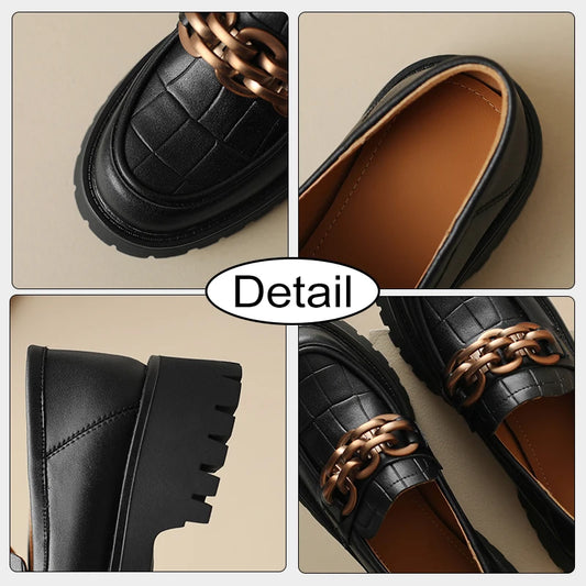 Classic Chain Leather Preppy Loafers